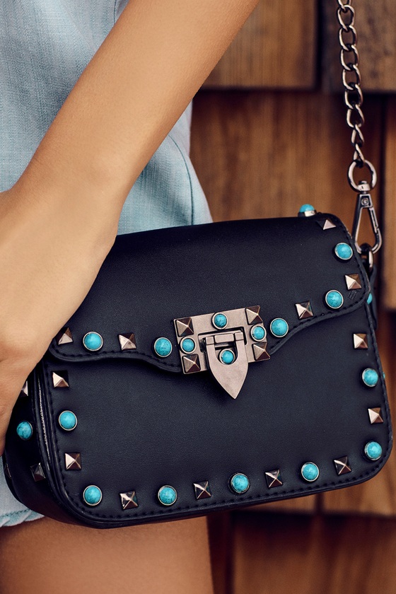 Bag Shoulder Crossbody Purse Leather Rivet Bags Black Handbag Clutch Chain  Studded Punk Tote Bling Rivets Mini Pu - Walmart.com