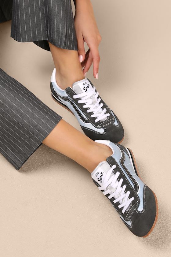 Super Lowpro Black and Blue Suede Leather Sneakers 1