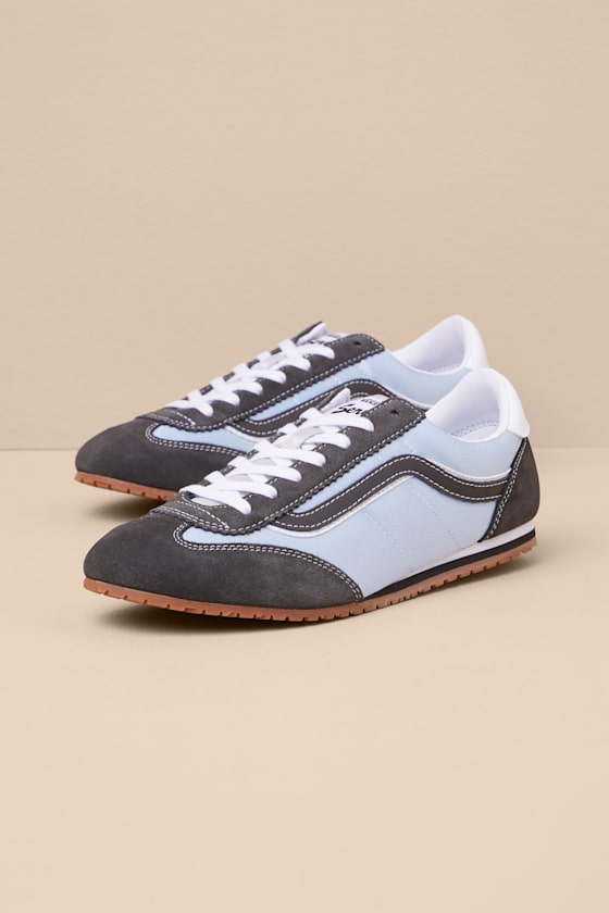 Super Lowpro Black and Blue Suede Leather Sneakers 2