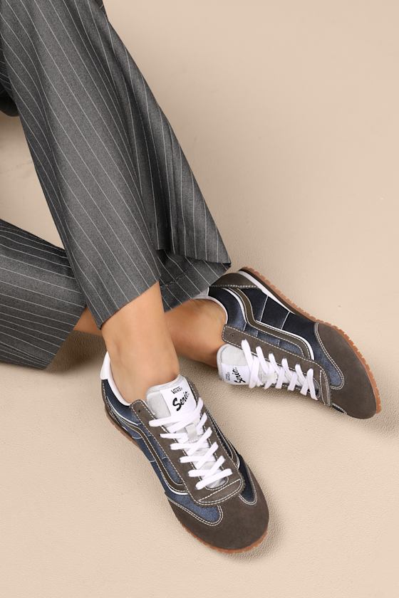 Super Lowpro Brown and Navy Suede Leather Sneakers 1