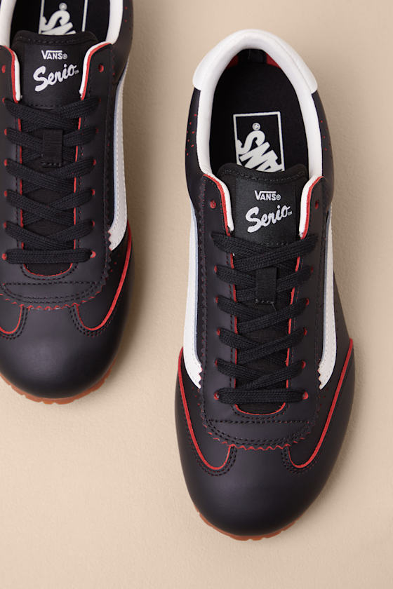 Super Lowpro Black and Red Leather Sneakers 4