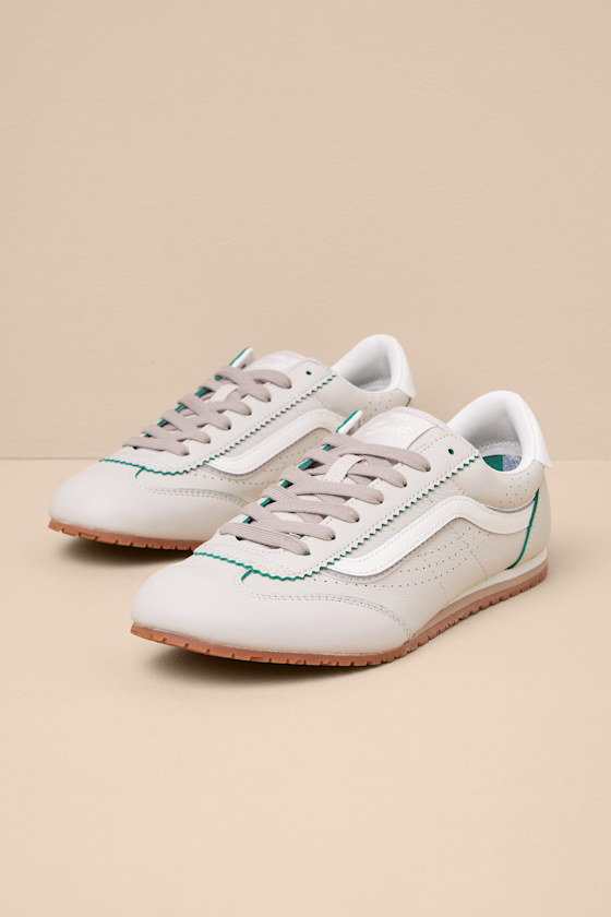 Super Lowpro Taupe Mist and Sea Green Leather Sneakers 2