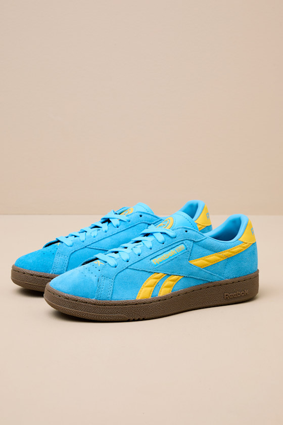 Club C Grounds UK Future Cyan and Gold Suede Leather Sneakers