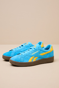 Club C Grounds UK Future Cyan and Gold Suede Leather Sneakers 1