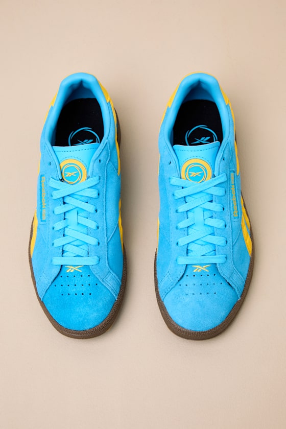 Club C Grounds UK Future Cyan and Gold Suede Leather Sneakers 2