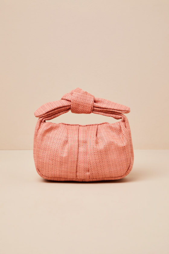 Essential Style Rusty Rose Woven Knot Handle Clutch Bag 2
