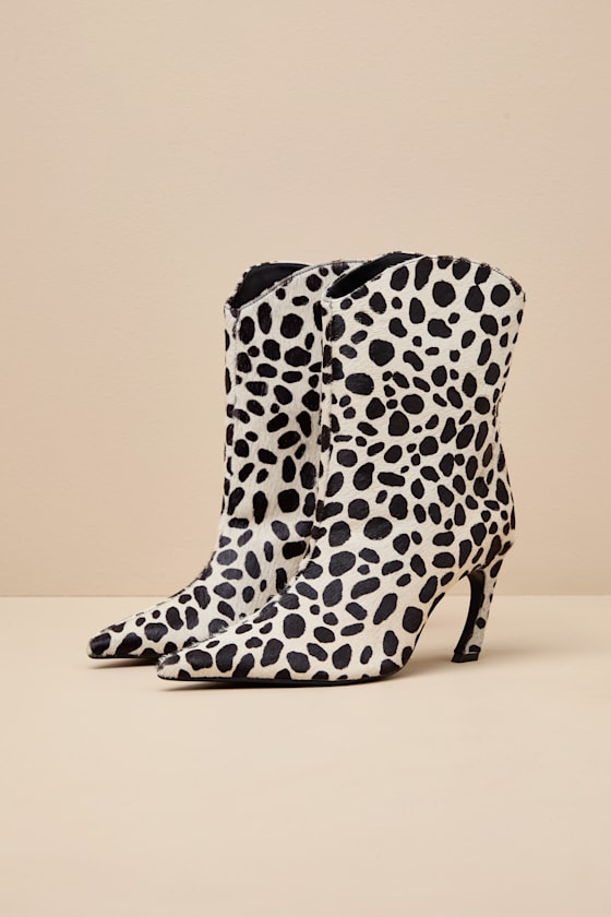 Maryann Curve White Calf Hair Booties 1