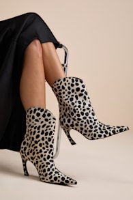 Maryann Curve White Calf Hair Booties 3