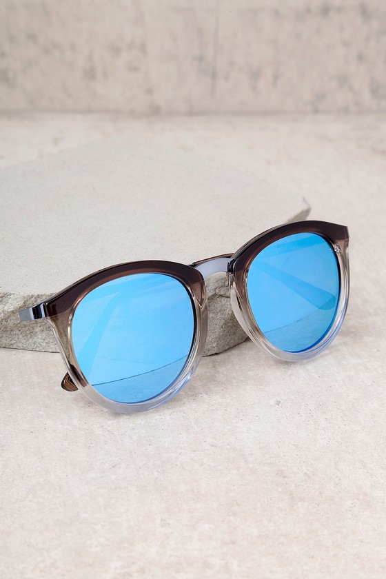 Le Specs No Smirking - Ombre Frame Sunglasses - Blue Mirrored Sunglasses