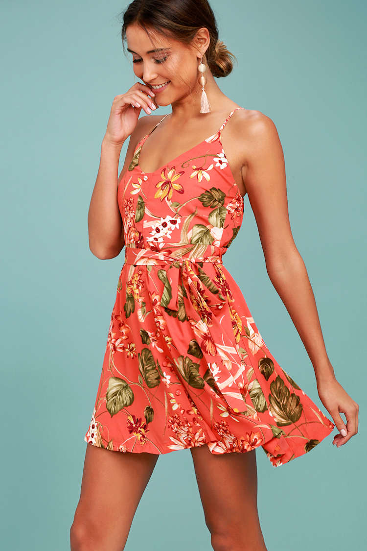 rose print skater dress Lovely Rusty Rose Dress - Floral Print Dress - Skater Dress