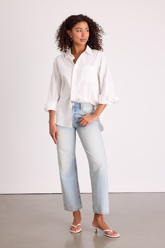 Teague Light Wash Mid-Rise Straight Leg Jeans 2