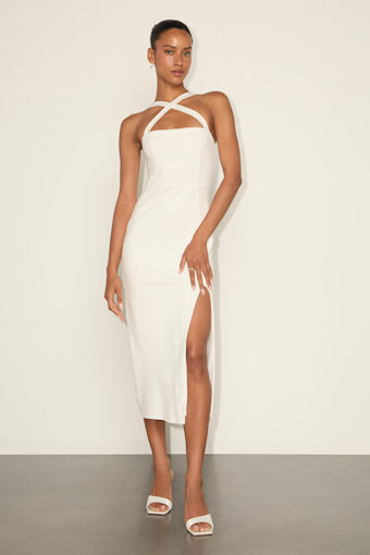 Rumi White Sleeveless Column Midi Dress 1