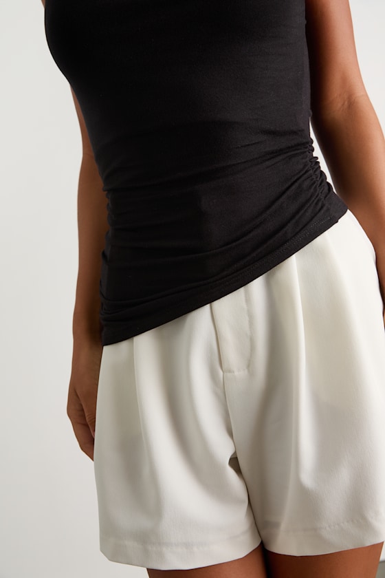 Linzia Black Jersey Knit Asymmetrical Top - thumbnail 5