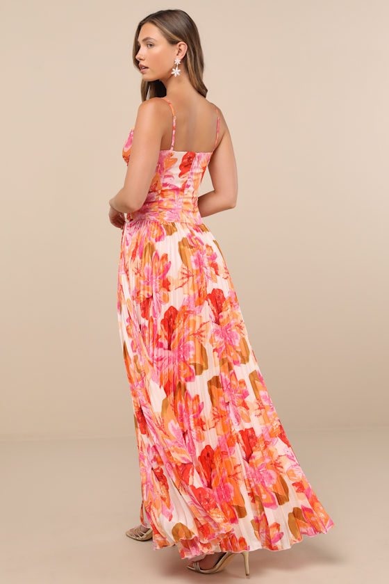 rosémuse Pleats floral print dress pink floral print pleats dress – BUNNY APARTMENT