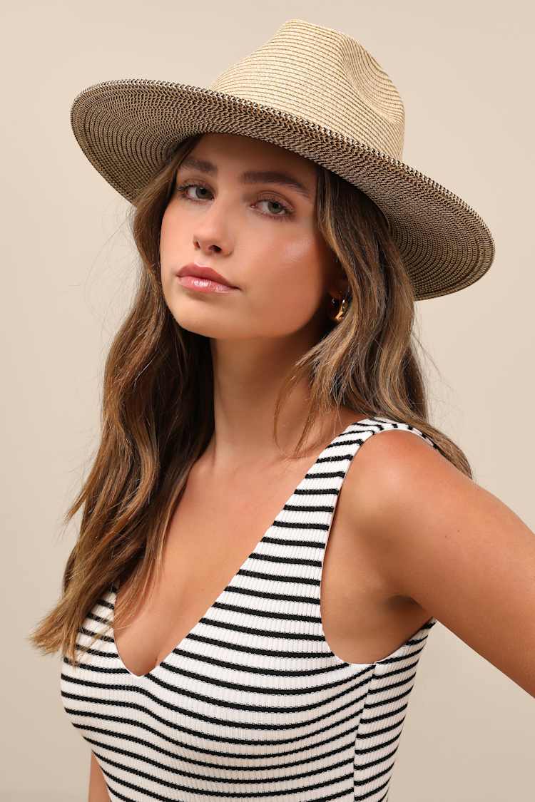 San Diego Hat Co. Seaside Fedora - Two-Tone Straw Hat  display picture 2