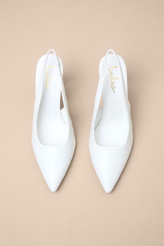 Honorata White Pointed-Toe Slingback Pumps - thumbnail 4