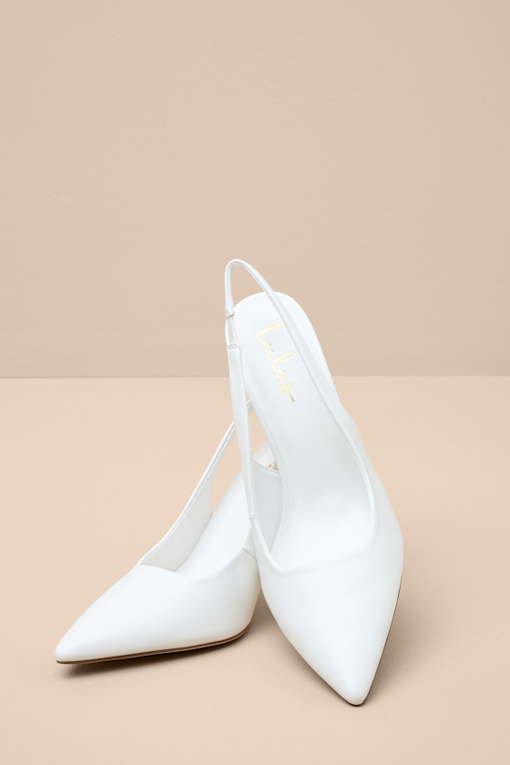 Honorata White Pointed-Toe Slingback Pumps - thumbnail 5