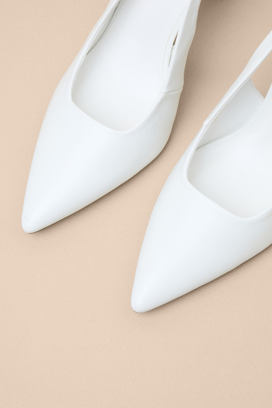 Honorata White Pointed-Toe Slingback Pumps - thumbnail 6
