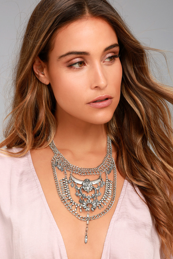 Stunning Silver Statement Necklace - Layered Silver Necklace - Lulus