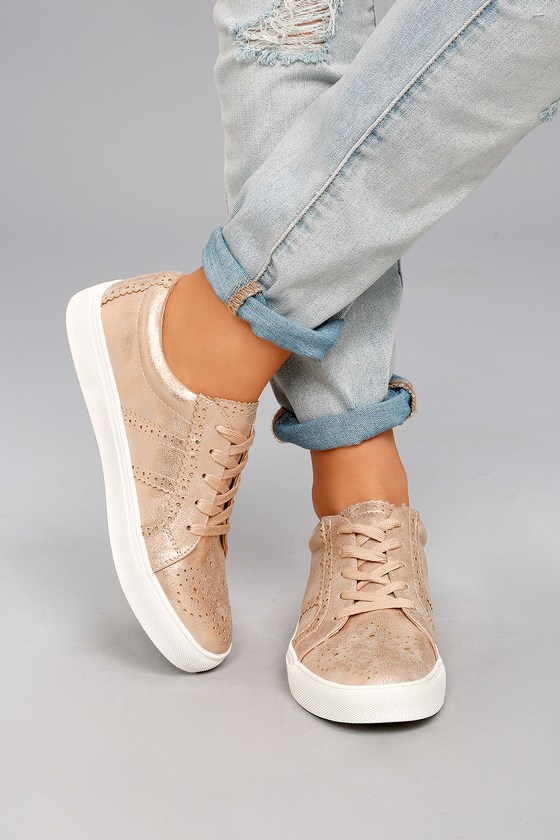 Report Abe - Chic Rose Gold Sneakers - Perforated Sneakers - Lulus