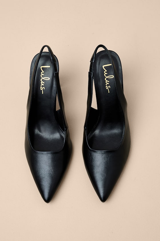 Honorata Black Pointed-Toe Slingback Pumps 2