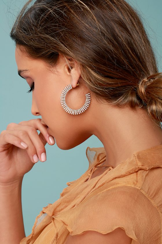 Glamorous Life Gold Rhinestone Hoop Earrings 2