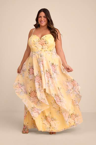 lulus plus size bridesmaid dresses Imani Graceful One Shoulder Slit Long Chiffon Plus Size Bridesmaid Dresses, Champagne