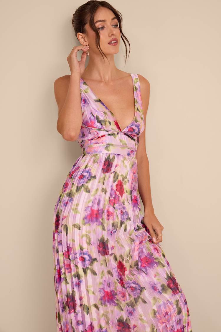 low cut floral maxi dress Sheena Floral Maxi Dress