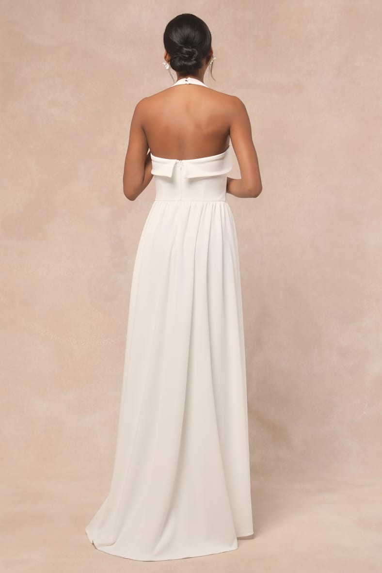 Telia White Halter Basque Waist Maxi Dress
