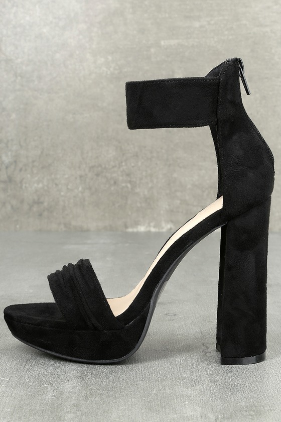 ankle strap black platform heels
