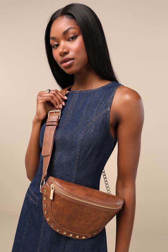 Jeanni Brown Studded Crossbody Bag 1