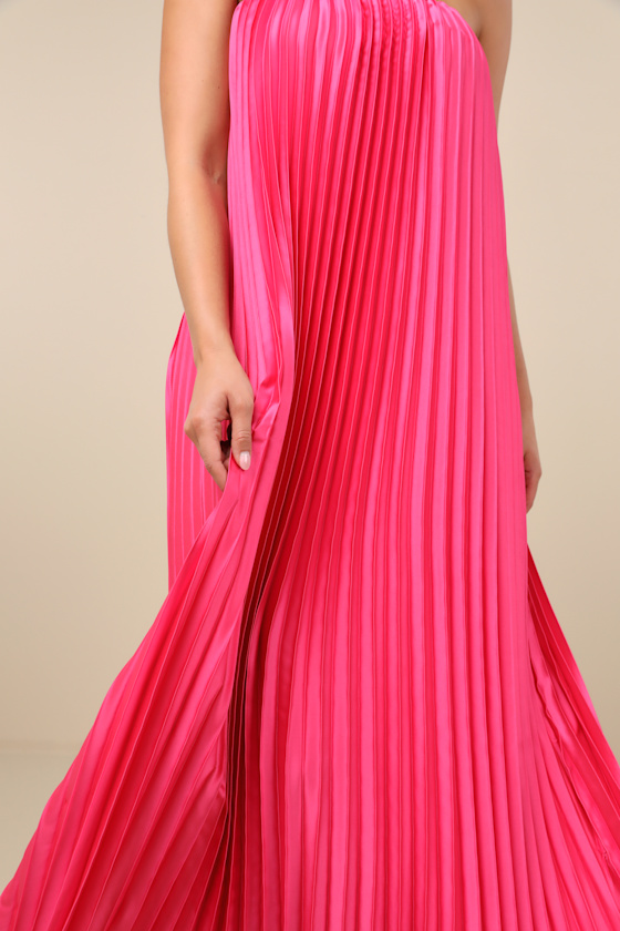 Pink Ombre Maxi Dress - Pleated Maxi Dress - Swing Maxi Dress - Image 4