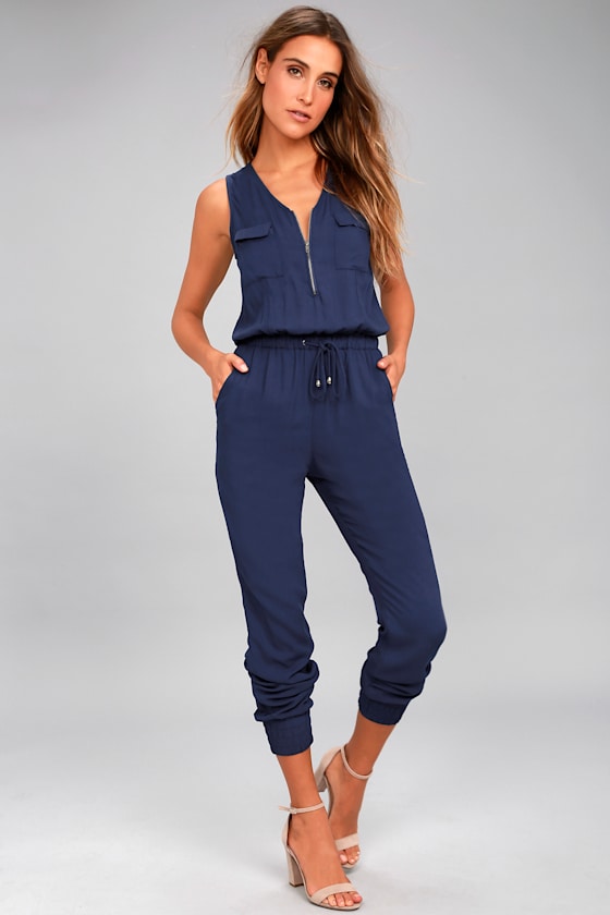 Olive & Oak Scarlett Navy Blue Jumpsuit 1