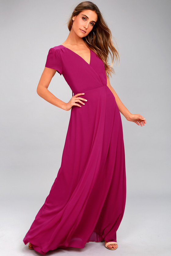 Lovely Magenta Dress - Maxi Dress - Short Sleeve Dress - $94.00 - Lulus