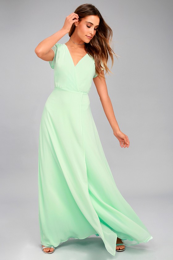 mint green maxi dress with sleeves