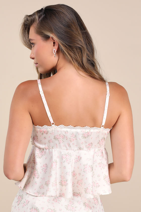 Alexia Ivory Ditsy Floral Satin Babydoll Tank Top 4
