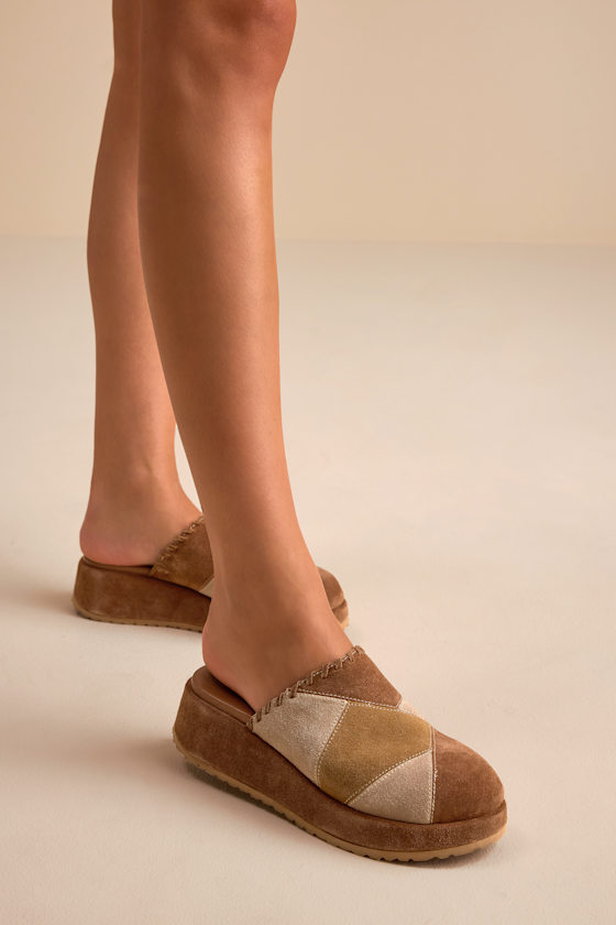 Seychelles Whammy Brown Multi - Patchwork Clogs - Platform Mules