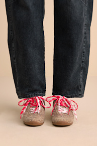 Laini Tan Leopard Printed Suede Leather Lace-Up Sneakers 1