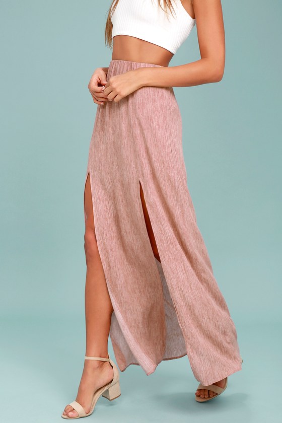 Cute Blush Pink Maxi Skirt Mineral Washed Skirt Lulus