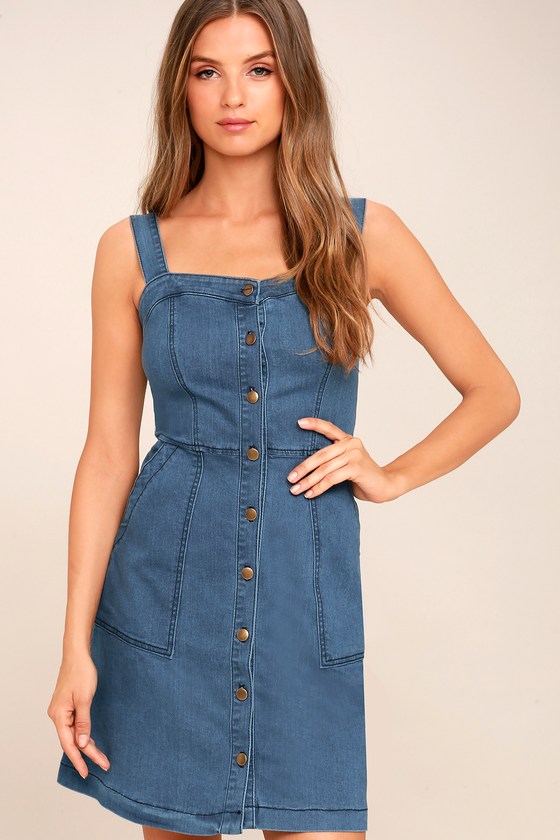 blue jean button up dress