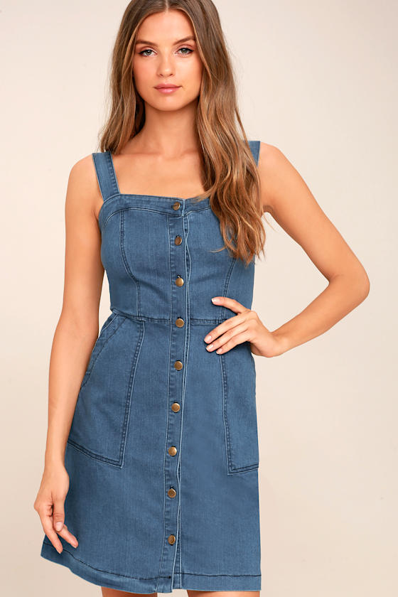 Best Life Medium Wash Denim Dress 1