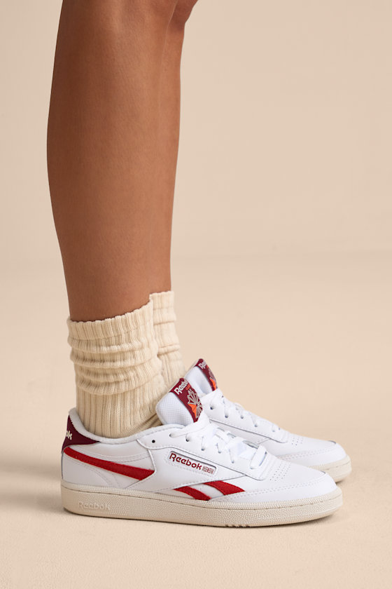 Club C Revenge White and Energy Red Leather Sneakers 1
