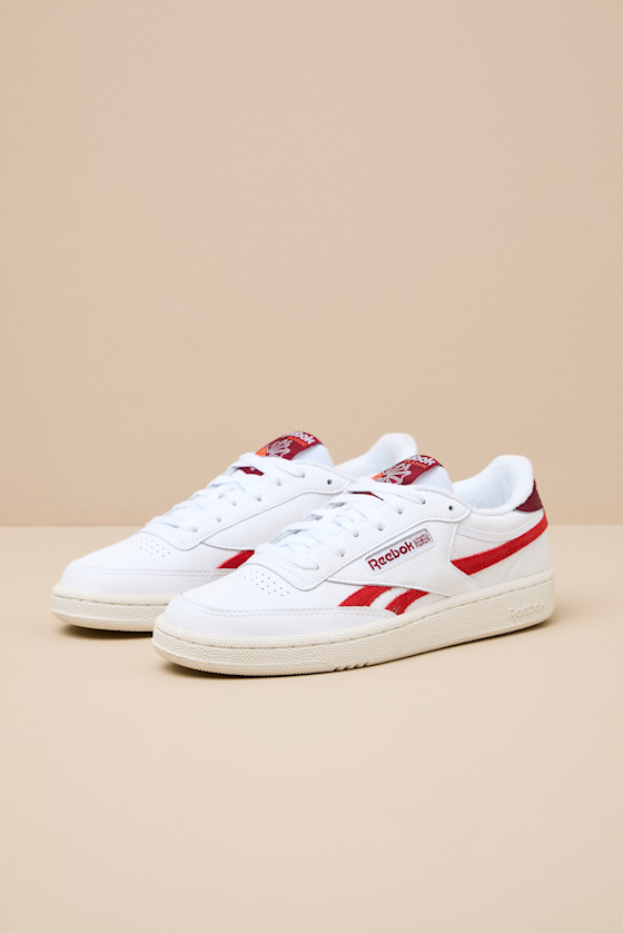 Reebok Club C Revenge - White Leather Sneakers - Striped Sneakers - Image 3