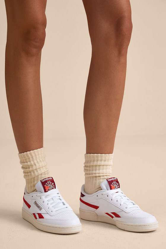 Reebok Club C Revenge - White Leather Sneakers - Striped Sneakers - Image 4