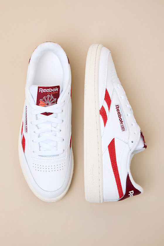 Reebok Club C Revenge - White Leather Sneakers - Striped Sneakers - Image 5