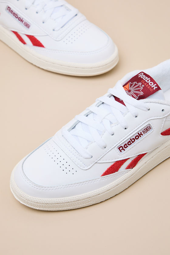 Reebok Club C Revenge - White Leather Sneakers - Striped Sneakers - Image 6
