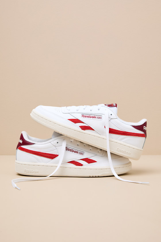 Reebok Club C Revenge - White Leather Sneakers - Striped Sneakers - Image 7