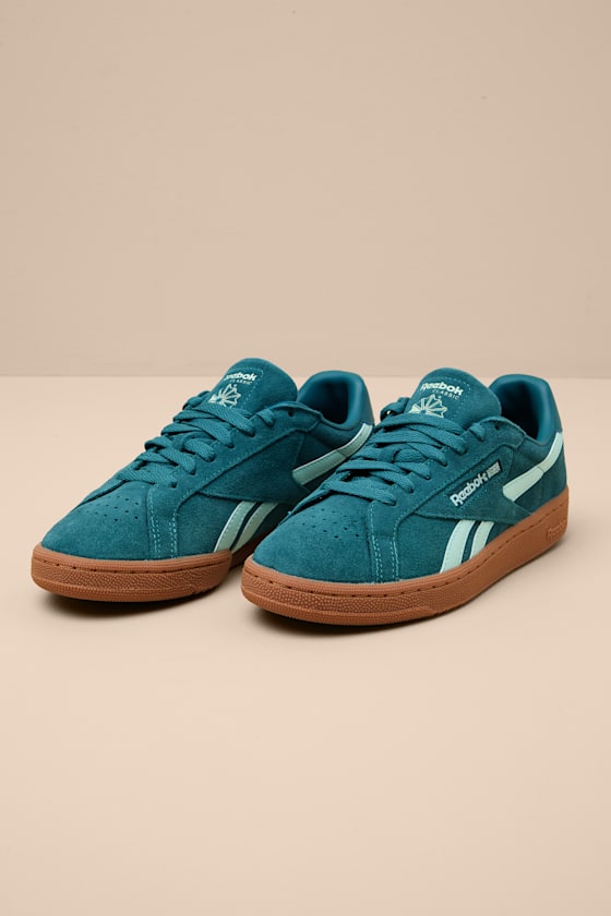 Club C Grounds UK Retro Teal Suede Leather Sneakers