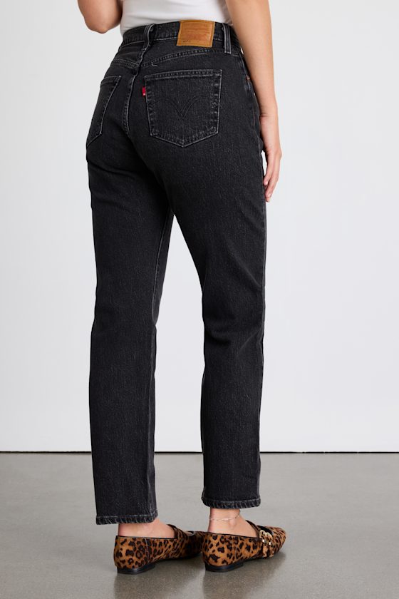 Levi's 501 Curve Washed Black Straight Leg Jeans In Black