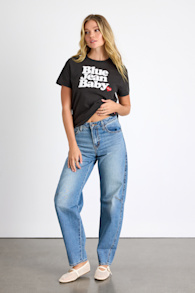 Baggy Dad Medium Wash Barrel Jeans 2